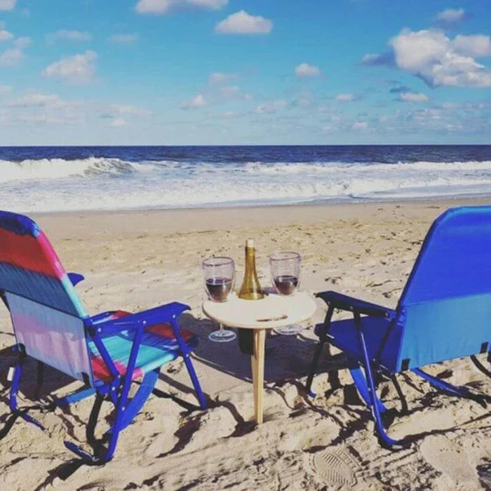 Table à vin pliante en bois d'acajou pour pique-nique et plein air
