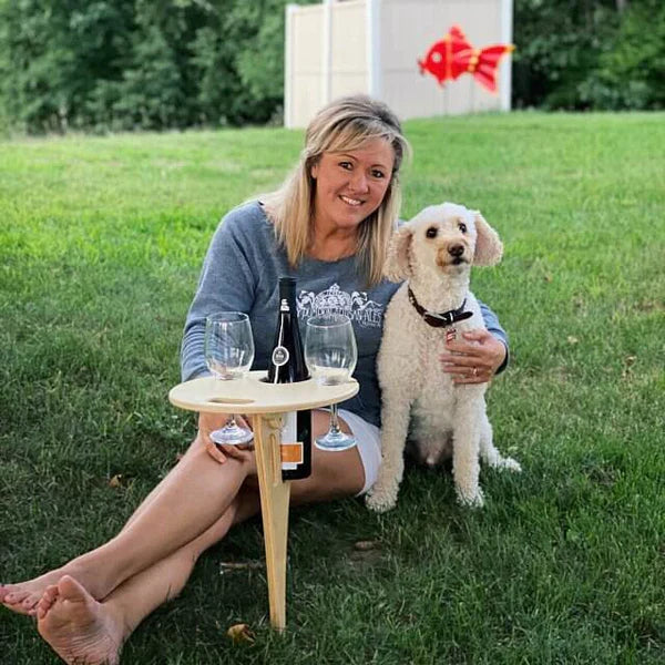 Table à vin pliante en bois d'acajou pour pique-nique et plein air