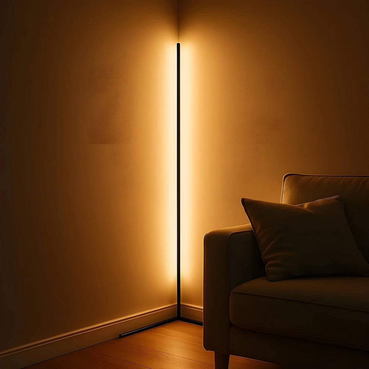 Lampadaire LED d'angle dimmable avec 3 températures de couleur et télécommande